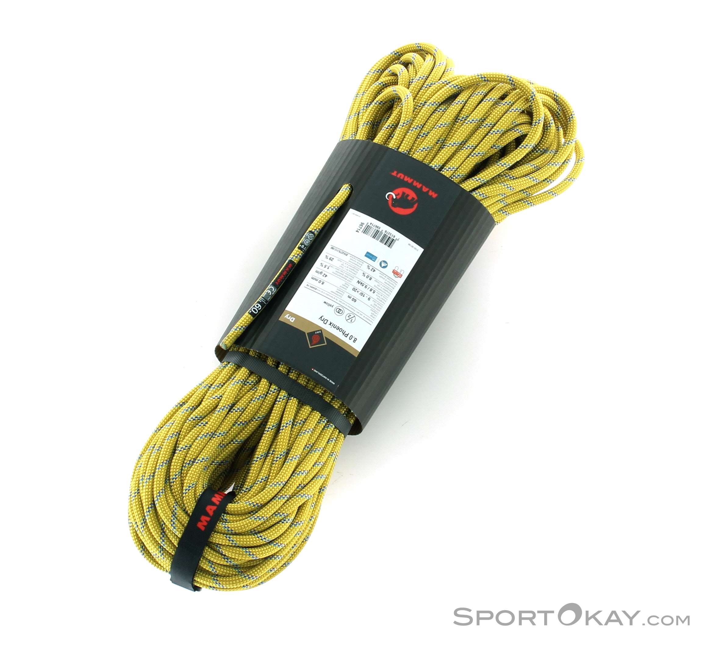 マムート MAMUUT ロープ 8mm Phoenix Dry イエロー 50m ロック