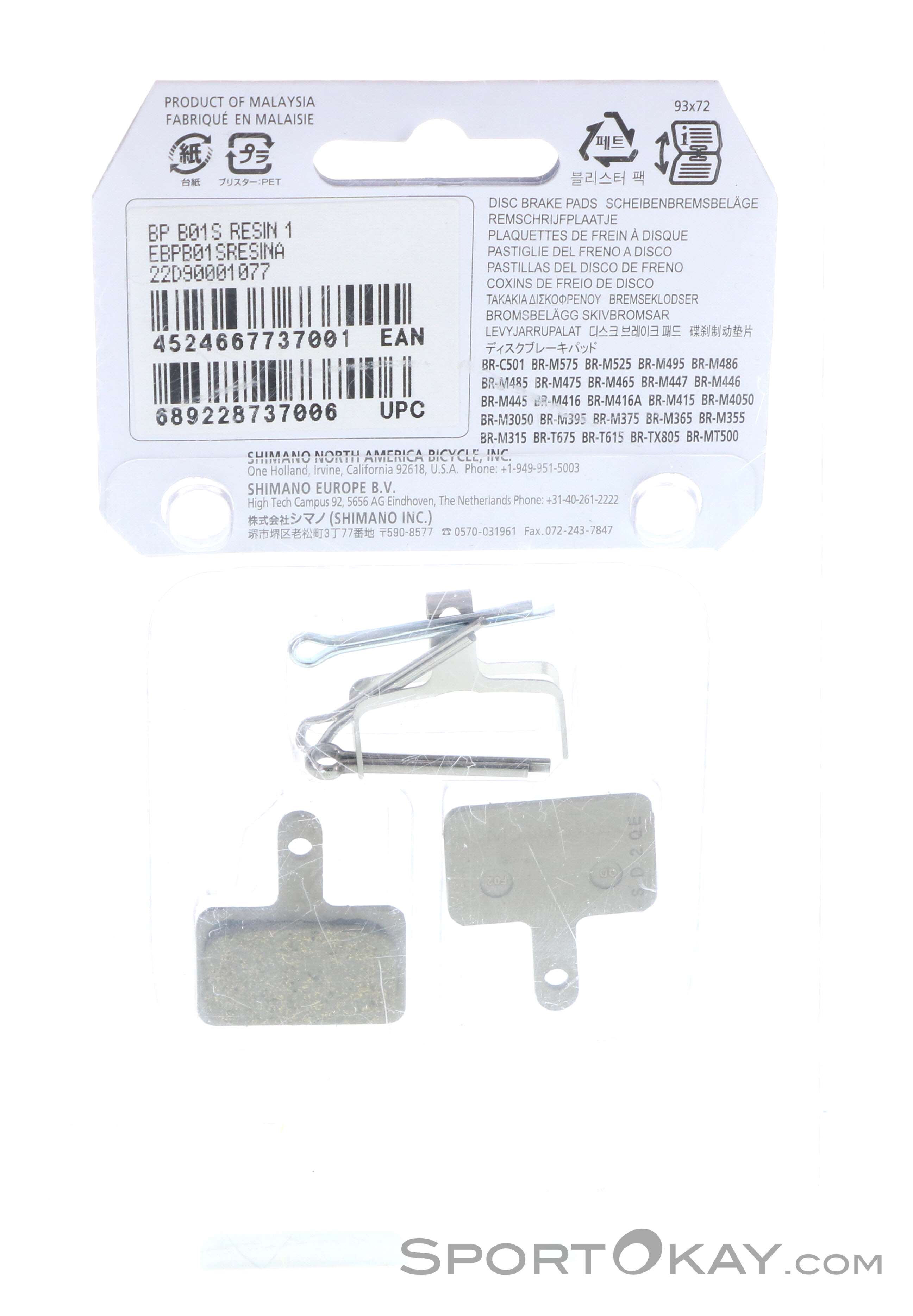 4 paia Shimano B01S B05S Pastiglie freno a disco per mountain bike in resina per BR-MT200 C501 M575 M525 M495 M486 M485 M475 M465 M447 M446  18