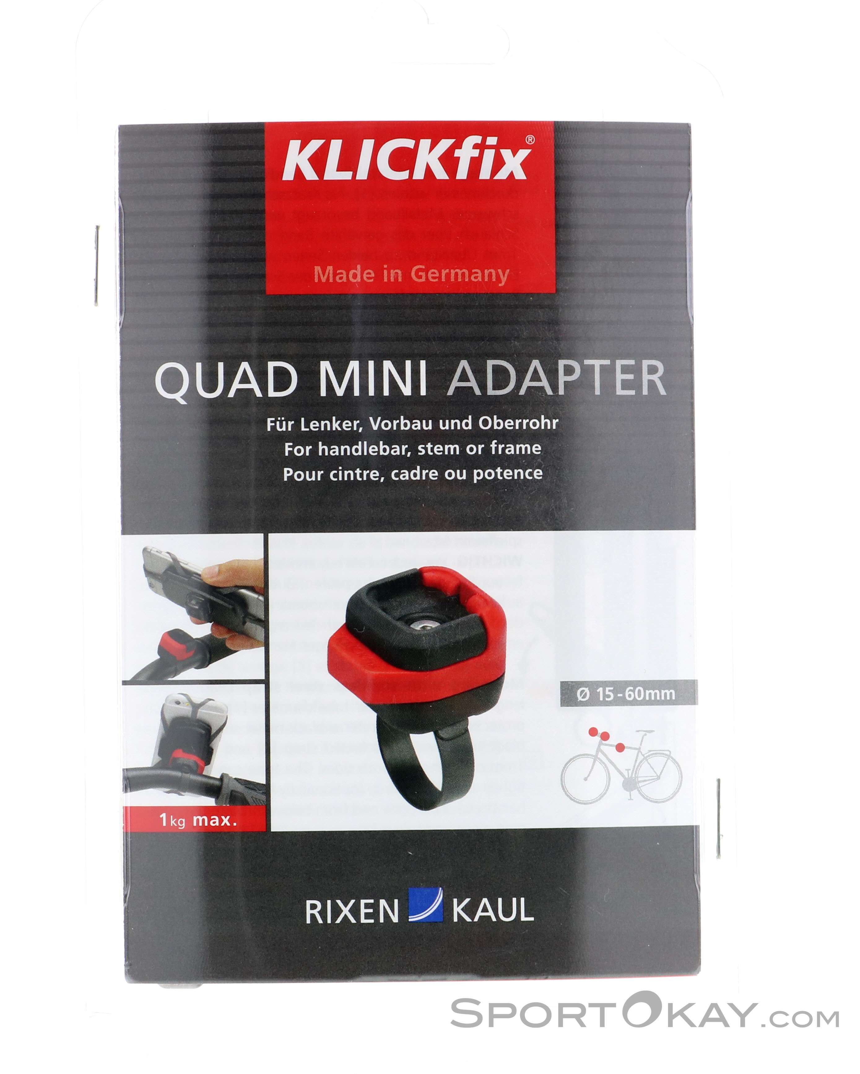 KlickFix Quad-Adapter - Système Fixation Rapide Pour Sacs Téléphone Et Tablettes Vélo