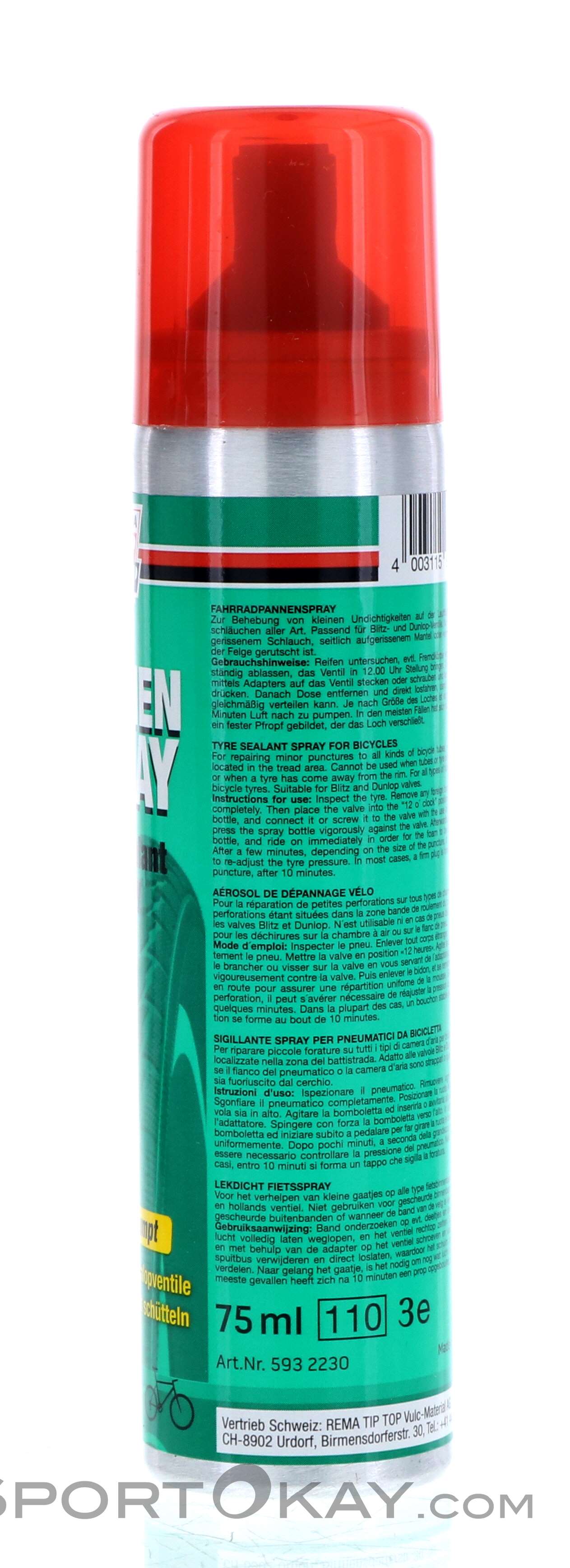 Rema Tip Top FAHRRADPANNENSPRAY 75 Ml – Schnell & Einfach Gegen Kleine Reifenlecks