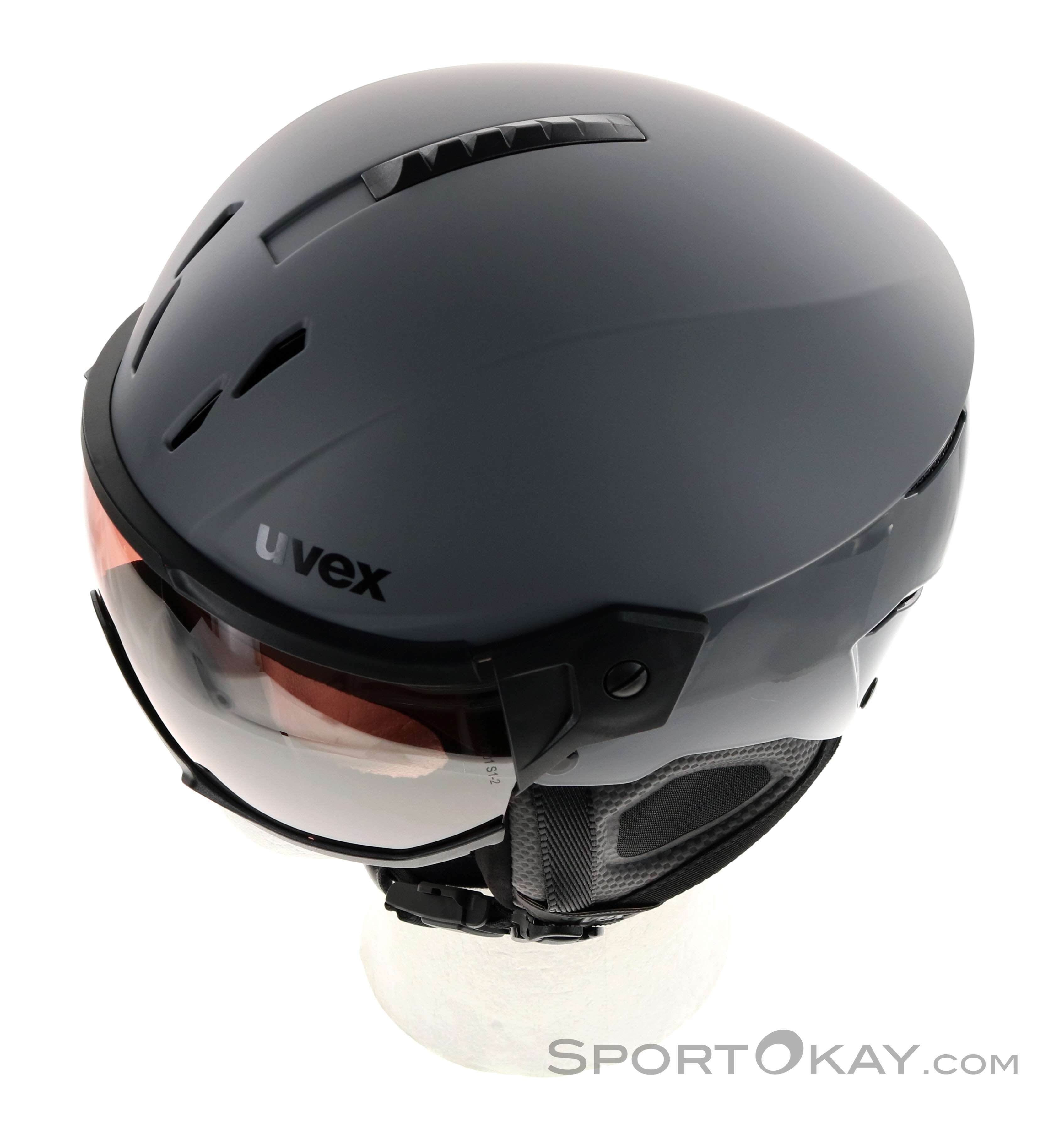 Casque De Ski Uvex Instinct Visor - Visière Miroir Antibuée - Réglage Taille IAS - Pour Hommes Et Femmes - Taille 60-62 Cm, Noir Mat