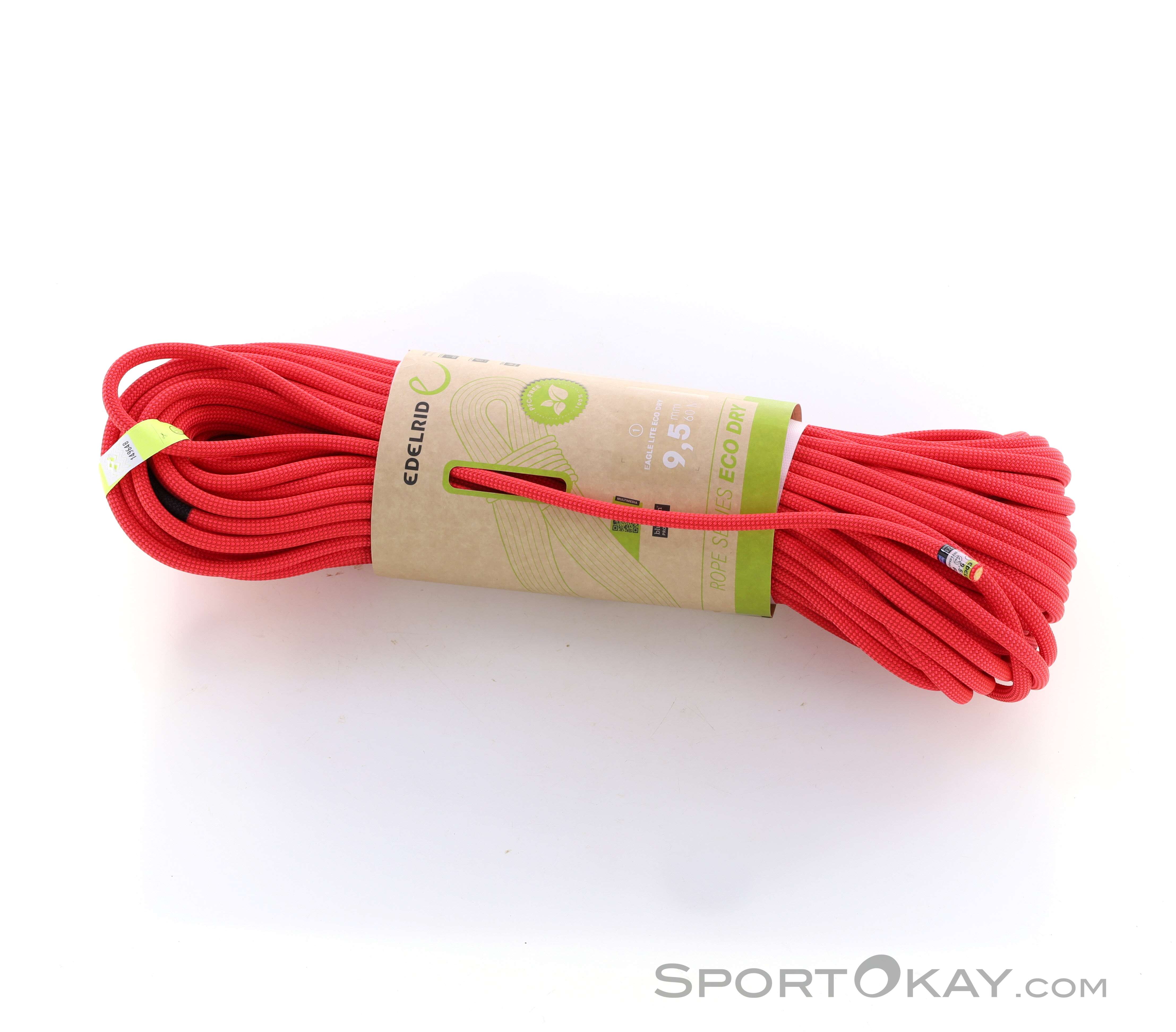 Edelrid Eagle Lite Eco Dry 9.5mm 60m Climbing Rope - Single Rope 