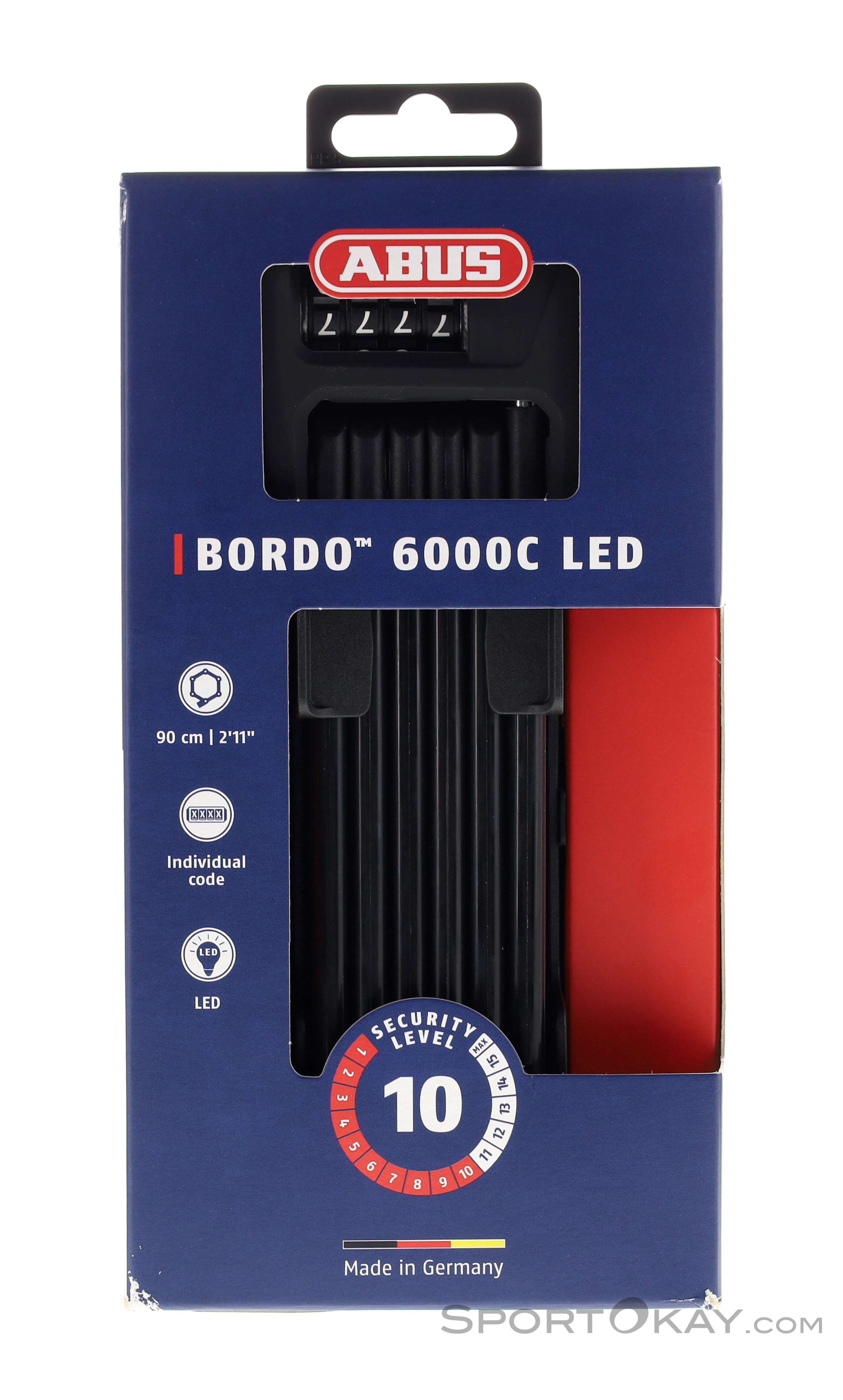 ABUS Bordo 6000C Lucchetto Pieghevole A Combinazione - 90 Cm, Acciaio Temprato, Sicurezza Livello 10