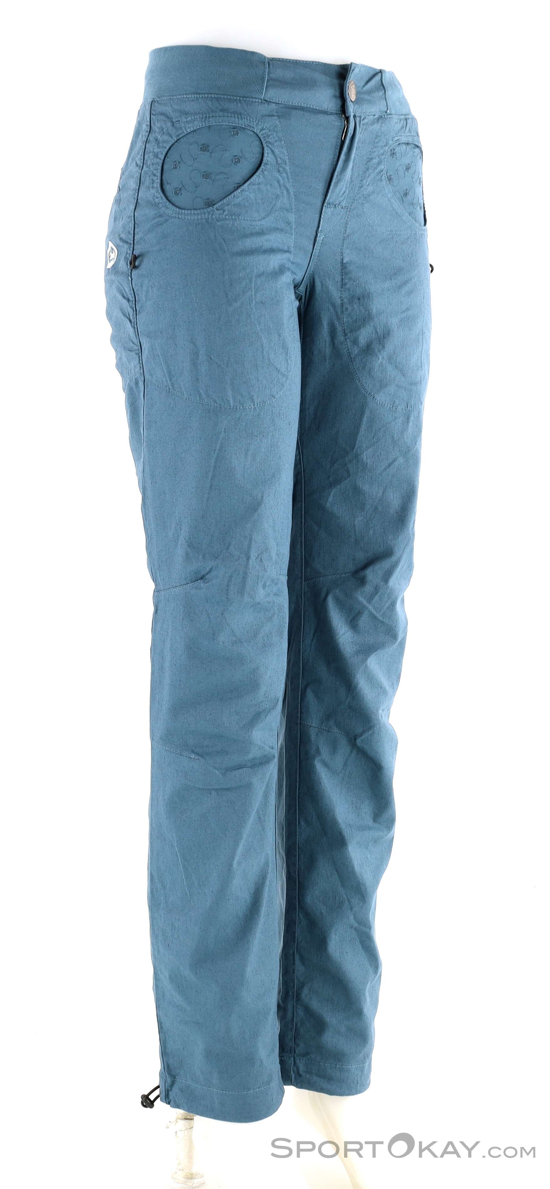 Pantalone Donna E9 Onda Slim2 - Cotone Per Palestra E Arrampicata, Vita Alta, Tobacco, Fatto In Italia