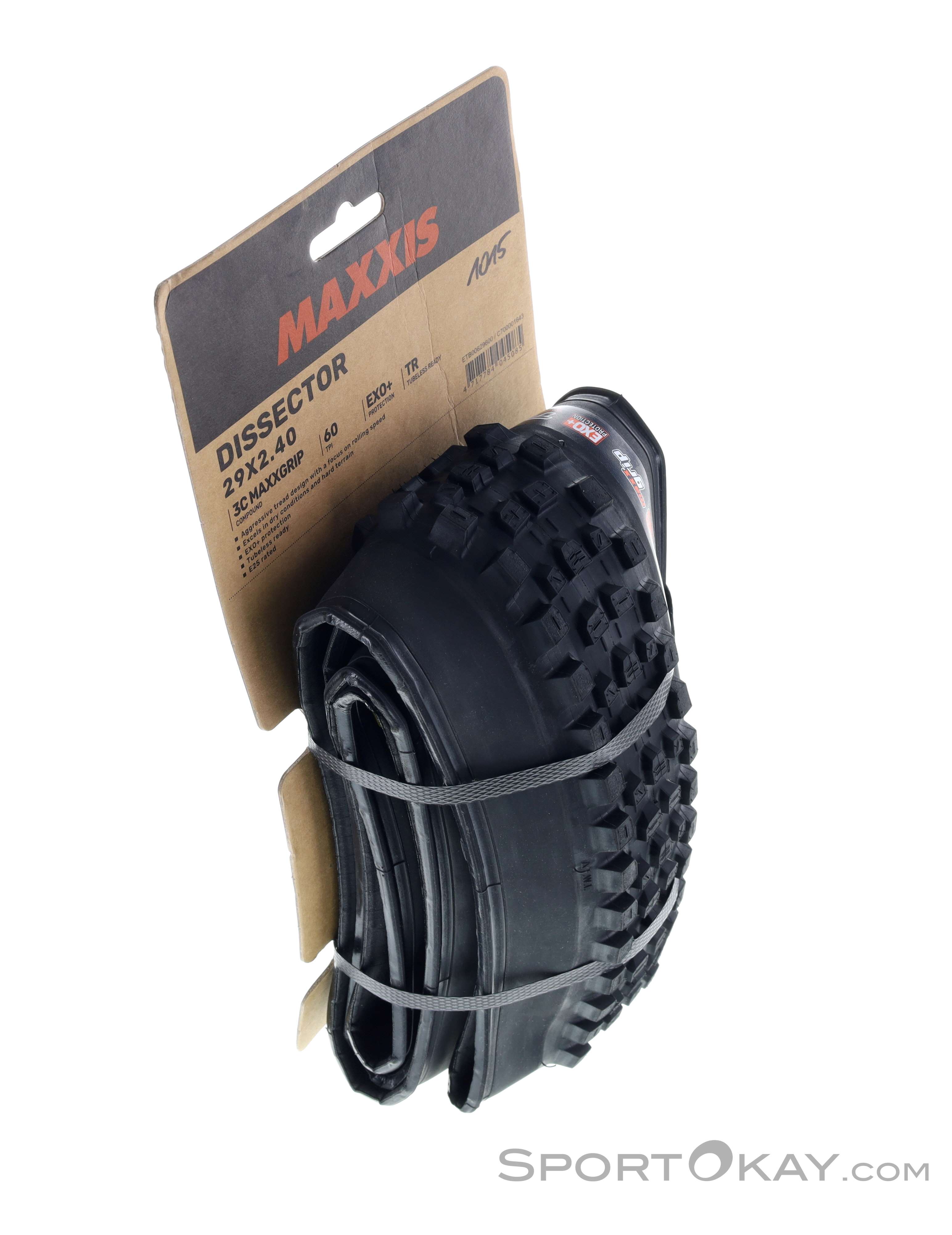 2 Pneus Maxxis Dissector 29x2.4 3CT/EXO+/TR - Tubeless Ready, Noir, Pour VTT